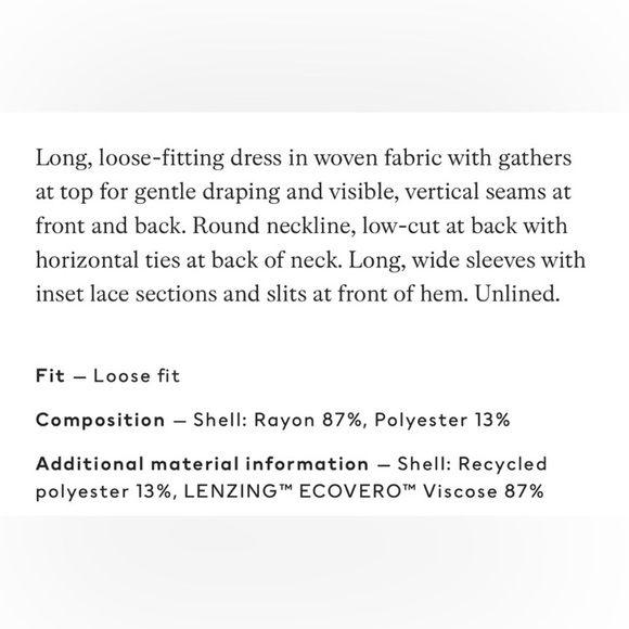 NWT H&M Conscious Choice Collection Women’s Voluminous Lace Loose Fit Maxi Dress - Picture 7 of 7